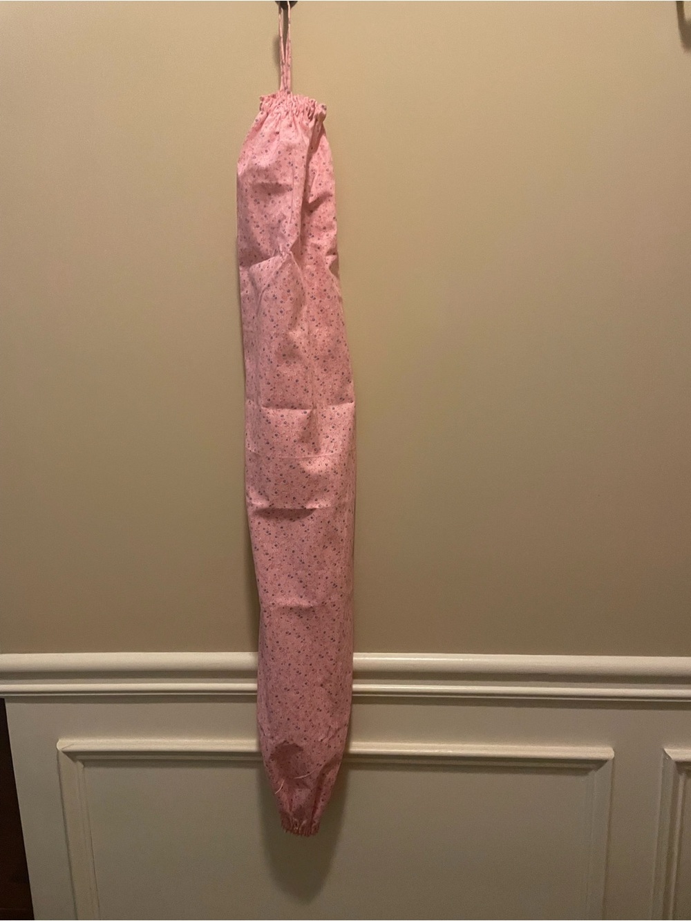 Large Pink Hanging Grocery Bag Storage with Flower Print